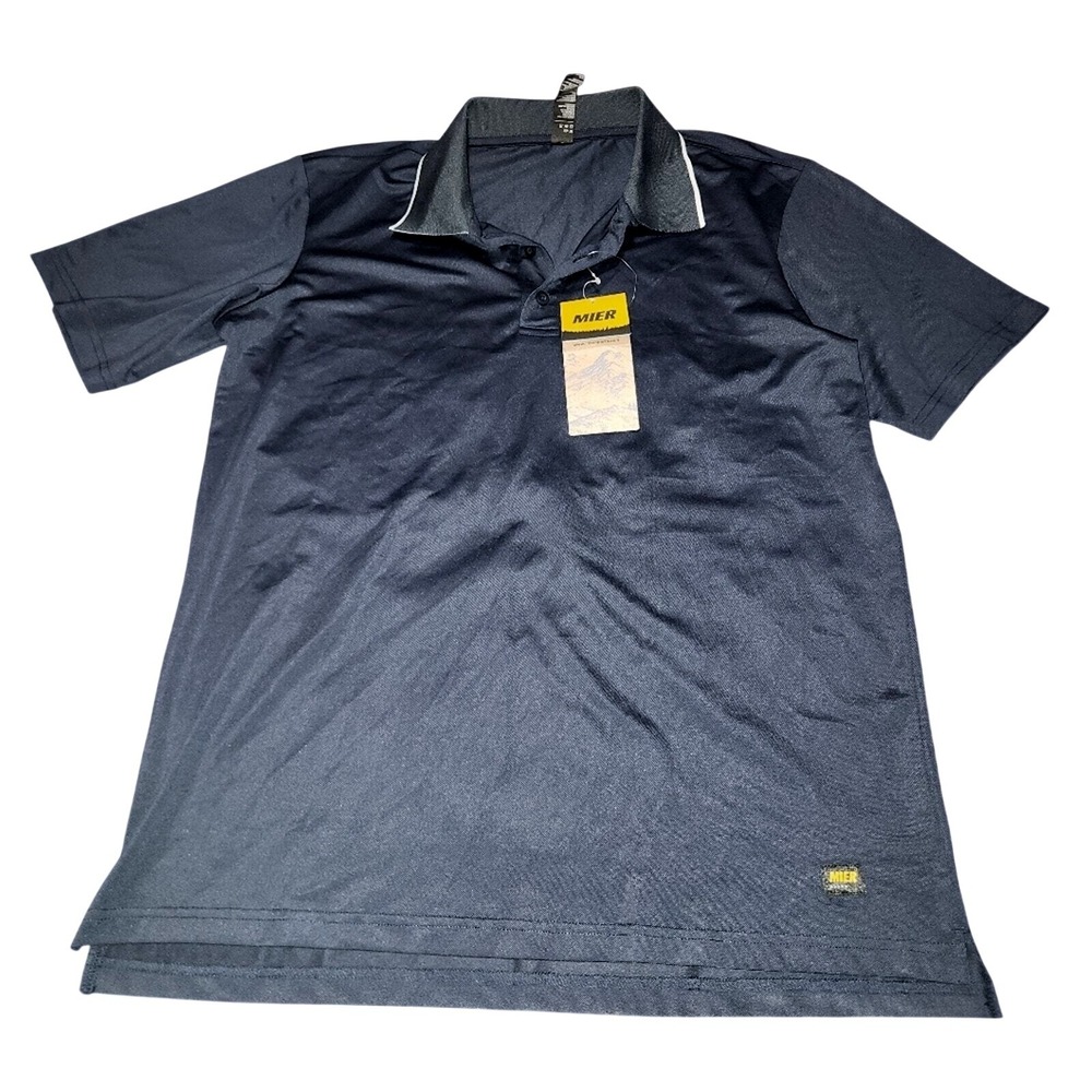 MIER Men's Dark Navy‎ Short Sleeve Performance Polo Shirt Size M
